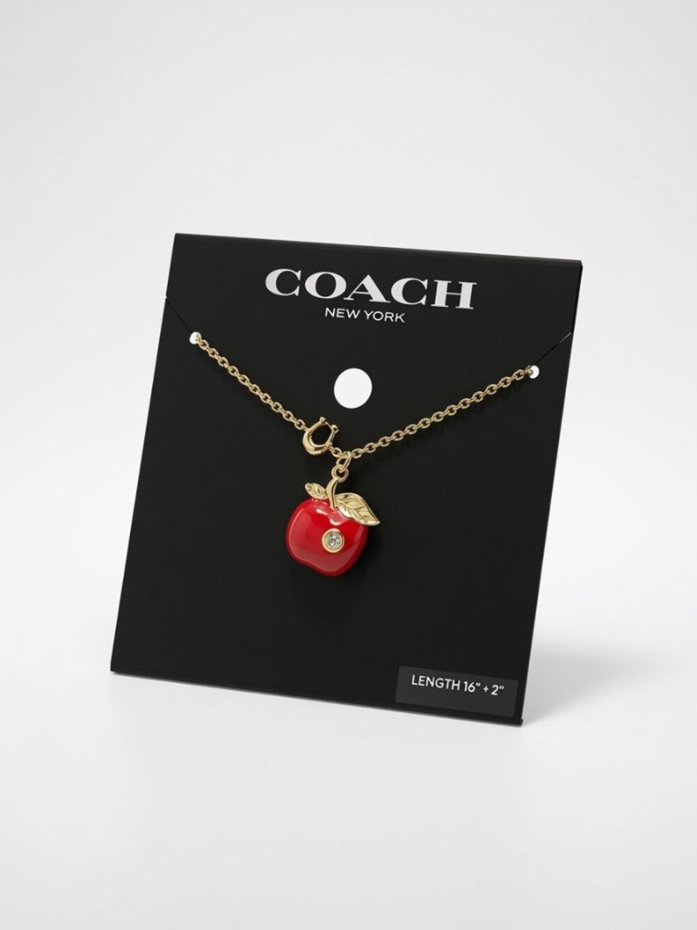 NWT Coach Signature Red Apple Pendant Necklace